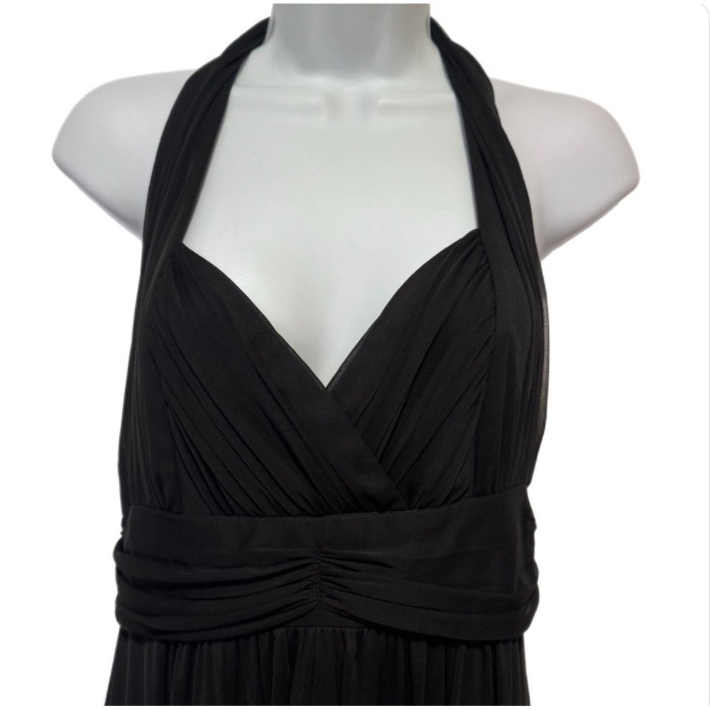 VTG DOLLAR Black Halter Neck Ruched Waist Empire Waist Maxi Dress Large USA - Picture 4 of 11